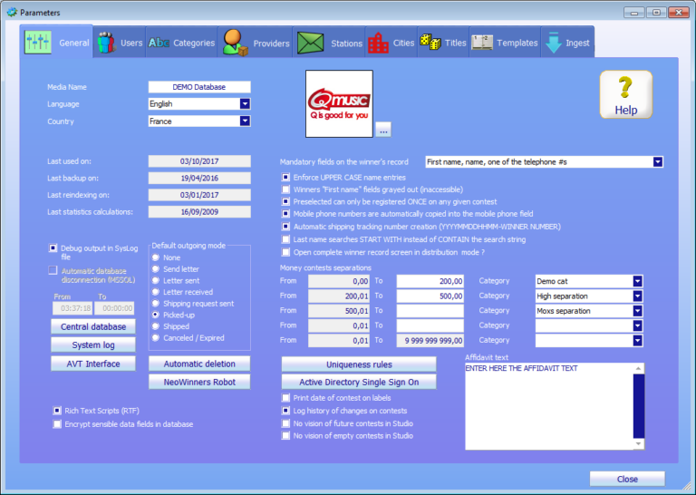 Parameters